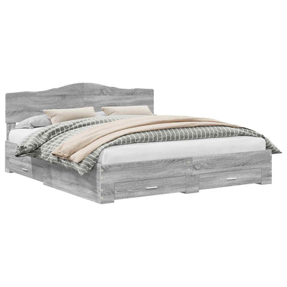 Struttura del letto con testiera Grigio Sonoma 200 x 200 cm