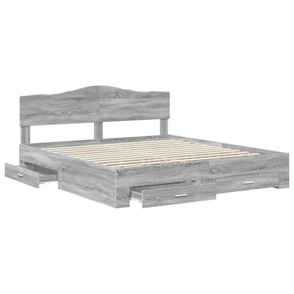 Struttura del letto con testiera Grigio Sonoma 200 x 200 cm