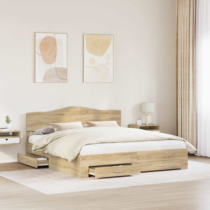 Struttura del letto con testiera Rovere Sonoma 180 x 200 cm