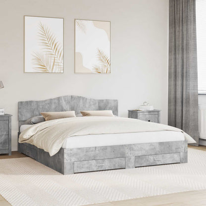 Struttura del letto con testiera Grigio cemento 180 x 200 cm