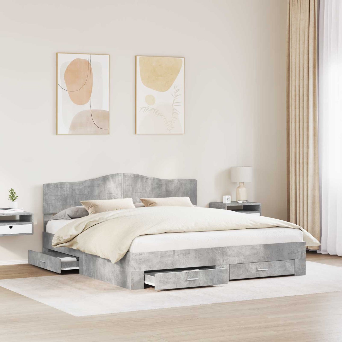 Struttura del letto con testiera Grigio cemento 180 x 200 cm