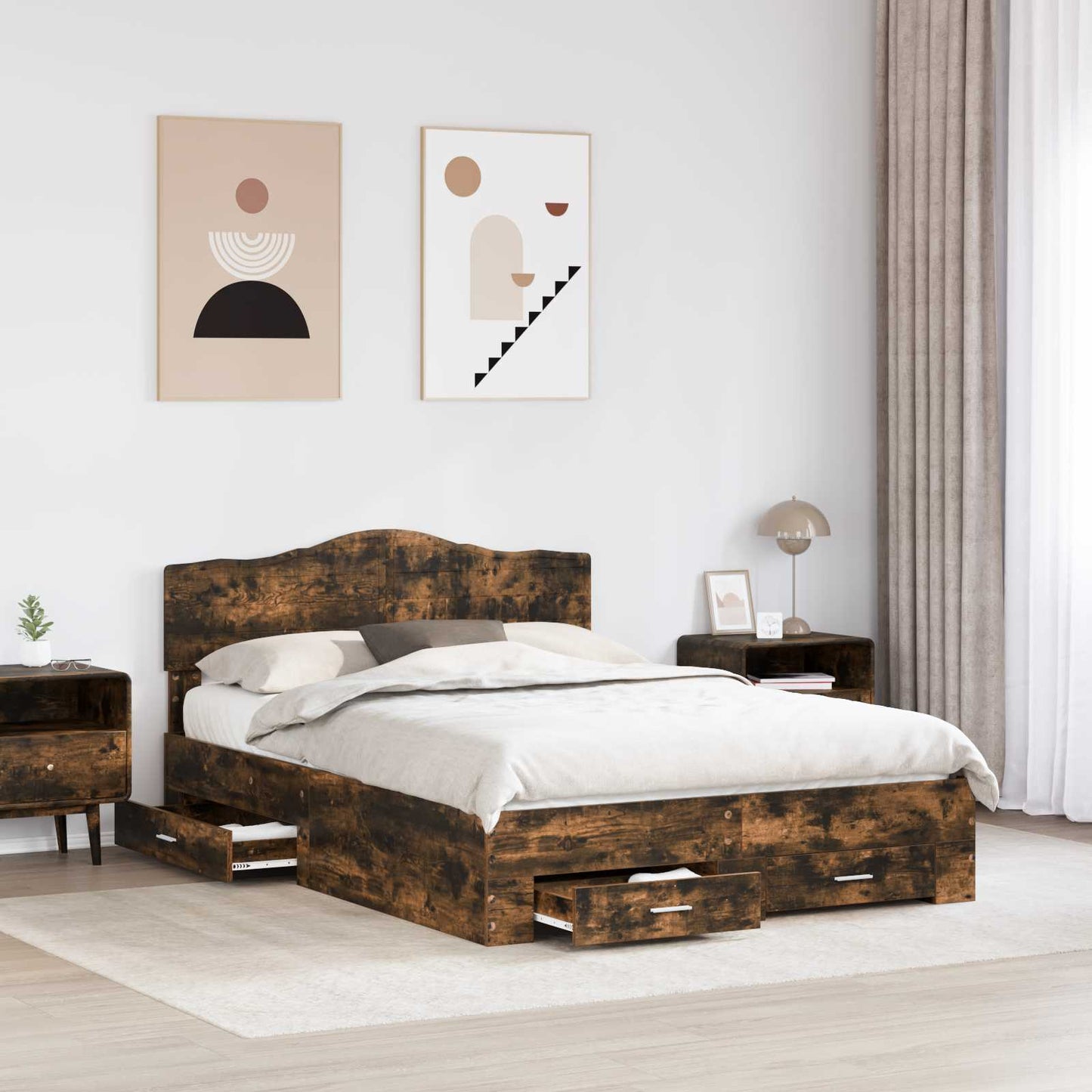 Struttura del letto Rovere fumÃ© 150 x 200 cm Legno multistrato
