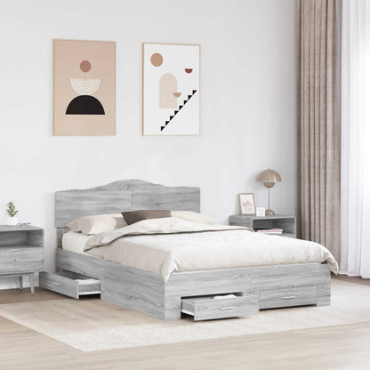 Struttura del letto con testiera Grigio Sonoma 150 x 200 cm