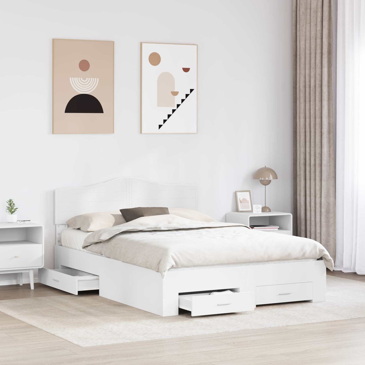 Struttura del letto Bianco 140 x 200 cm Legno multistrato