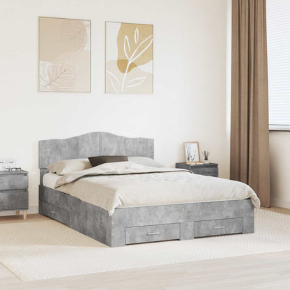 Struttura del letto con testiera Grigio cemento 140 x 200 cm
