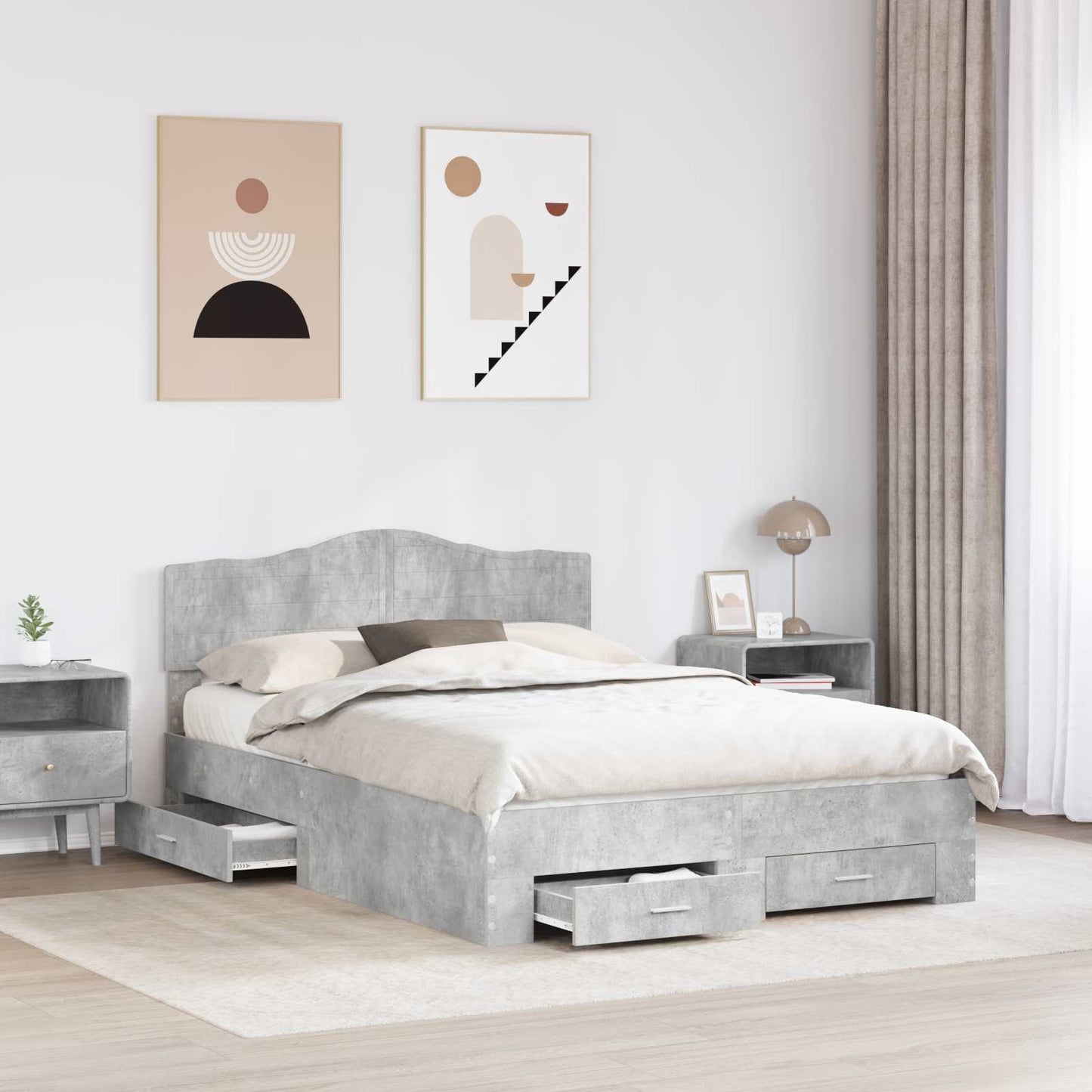 Struttura del letto con testiera Grigio cemento 140 x 200 cm