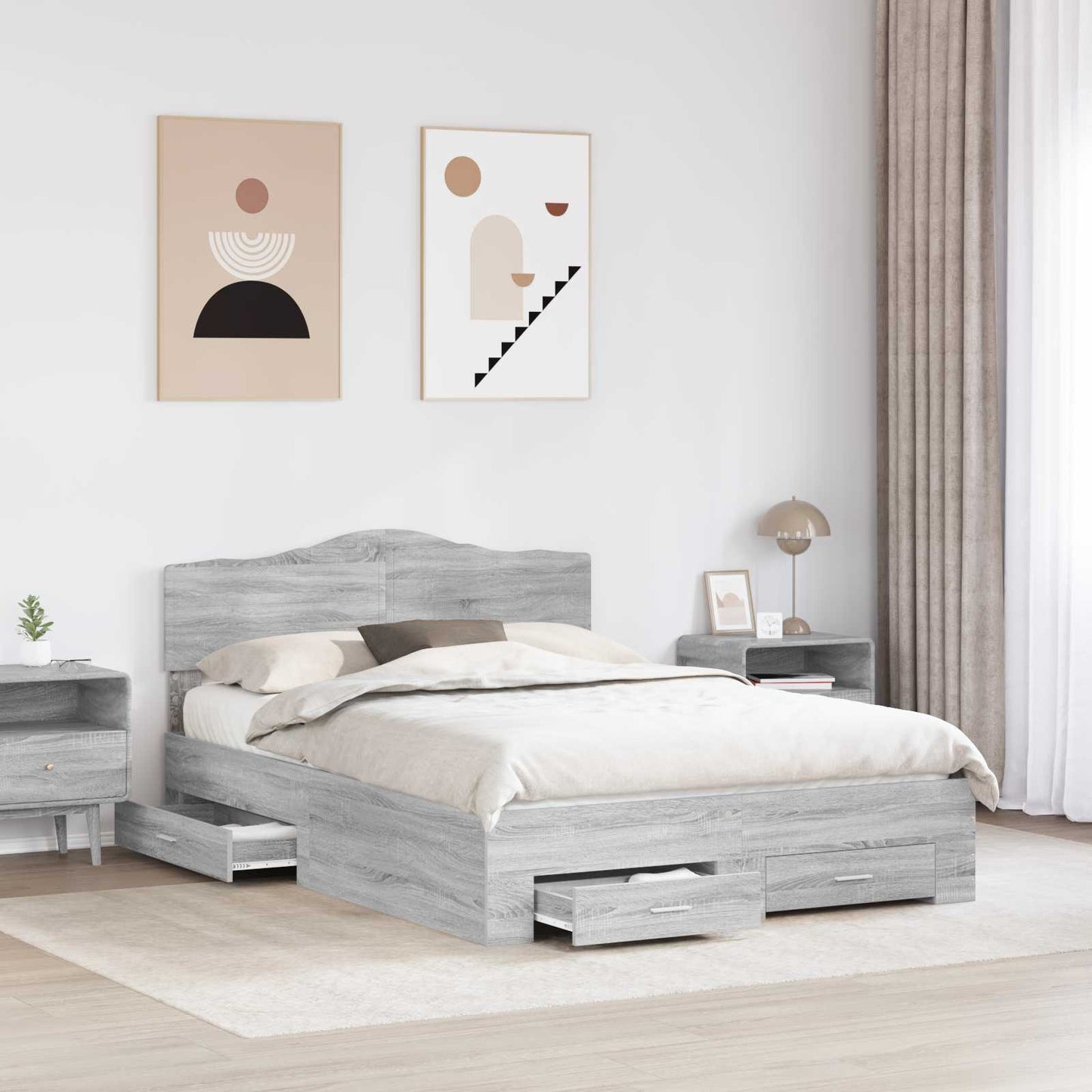 Struttura del letto con testiera Grigio Sonoma 140 x 200 cm