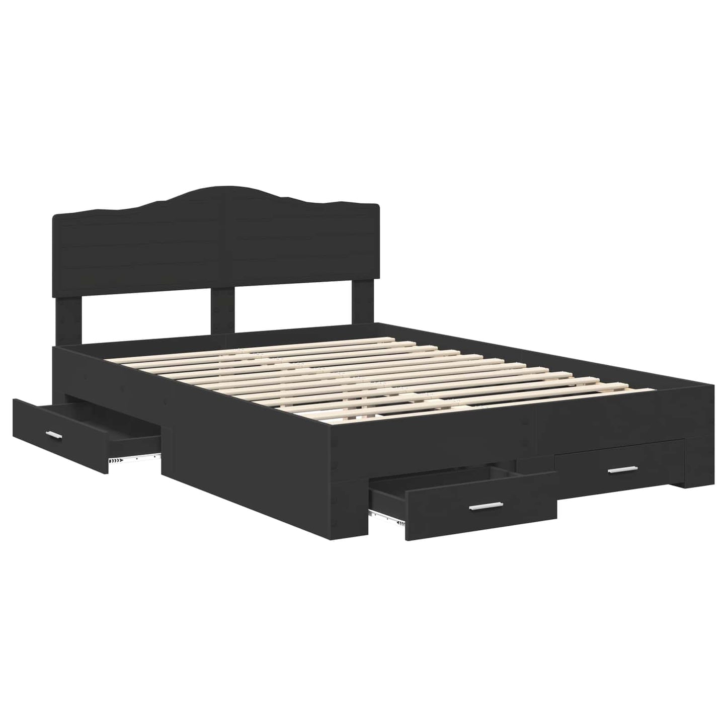 Struttura del letto Nero 140 x 190 cm Legno multistrato
