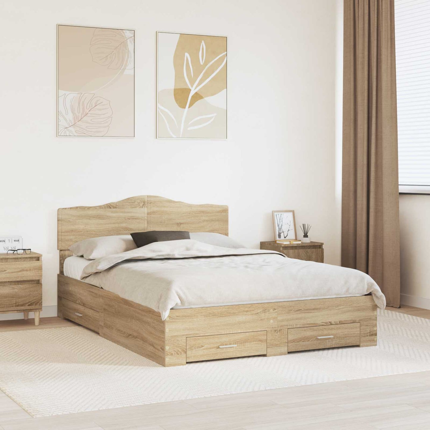 Struttura del letto con testiera Rovere Sonoma 140 x 190 cm