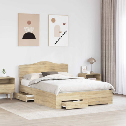 Struttura del letto con testiera Rovere Sonoma 140 x 190 cm