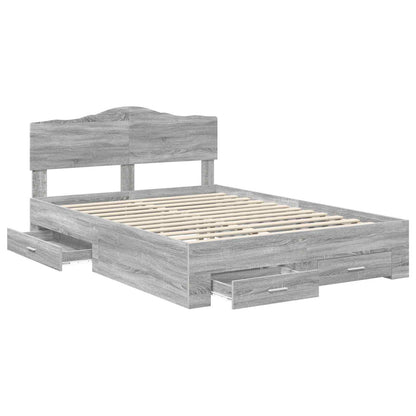 Struttura del letto con testiera Grigio Sonoma 140 x 190 cm