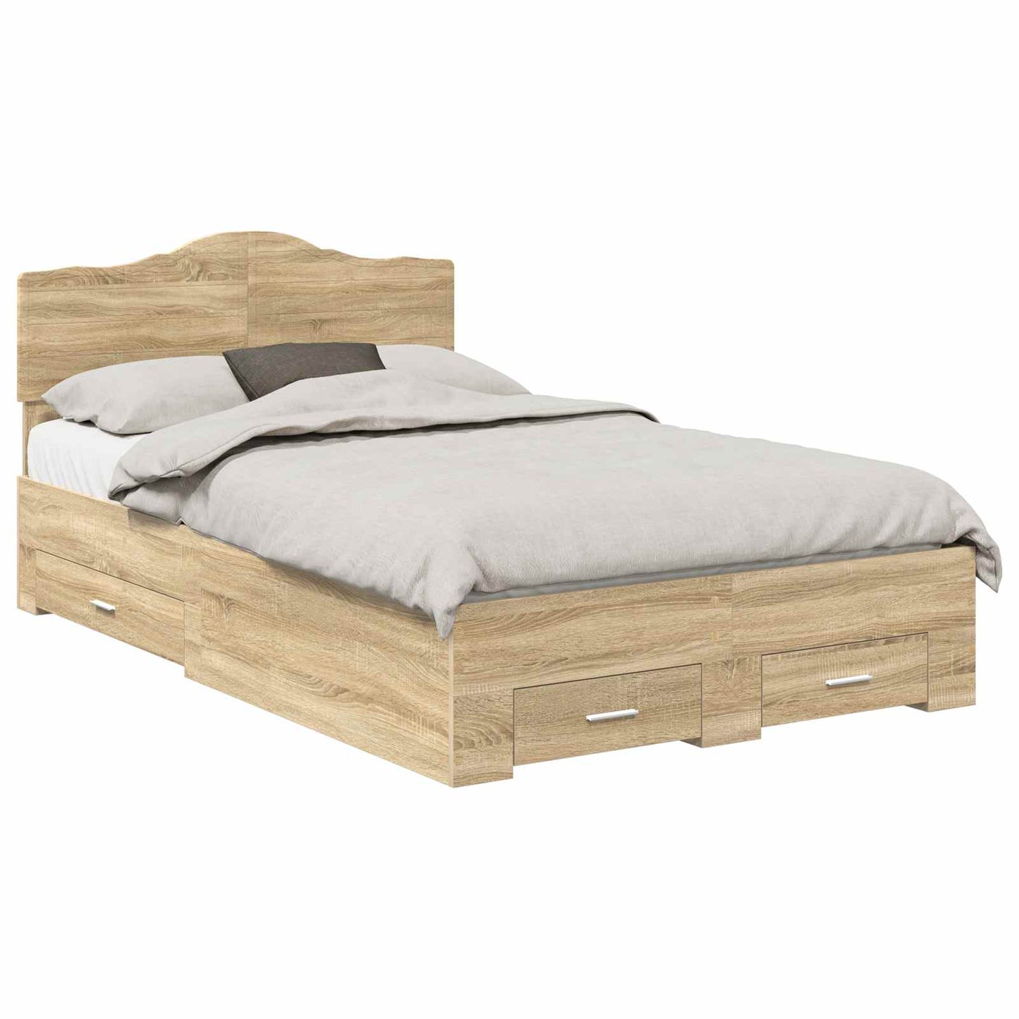 Struttura del letto con testiera Rovere Sonoma 135 x 190 cm