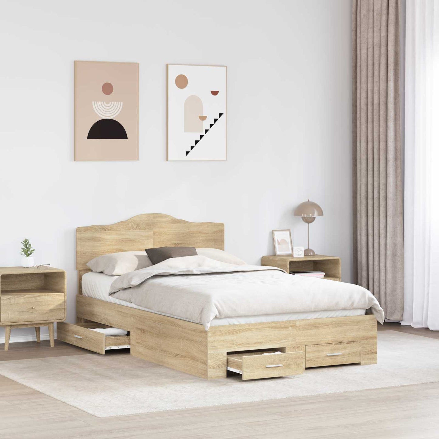 Struttura del letto con testiera Rovere Sonoma 120 x 200 cm