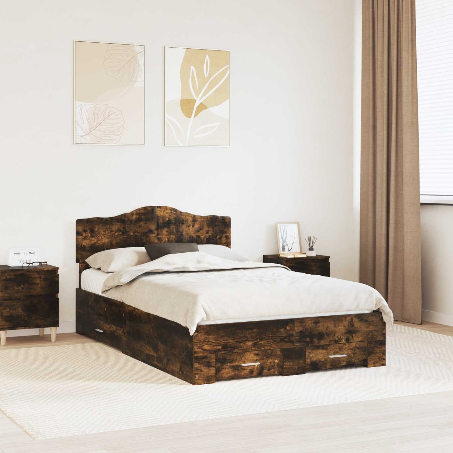 Struttura del letto Rovere fumÃ© 120 x 200 cm Legno multistrato