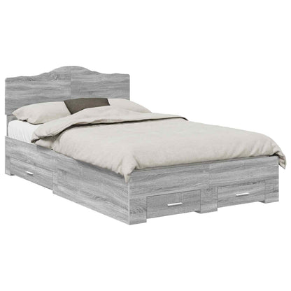 Struttura del letto con testiera Grigio Sonoma 120 x 200 cm