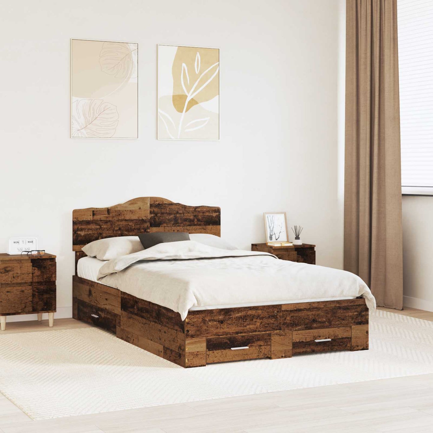 Struttura del letto con testiera Legno vecchio 120 x 190 cm