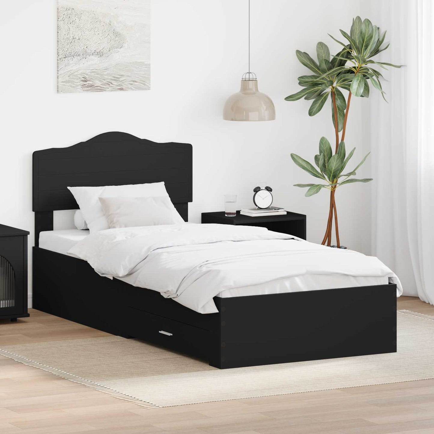 Struttura del letto Nero 100 x 200 cm Legno multistrato