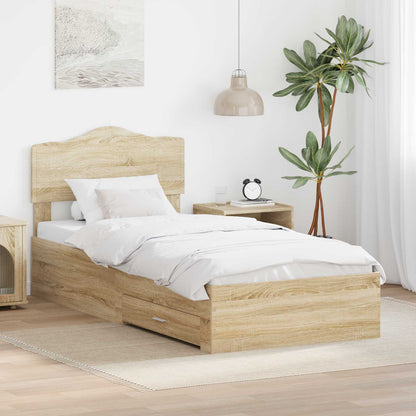 Struttura del letto con testiera Rovere Sonoma 100 x 200 cm