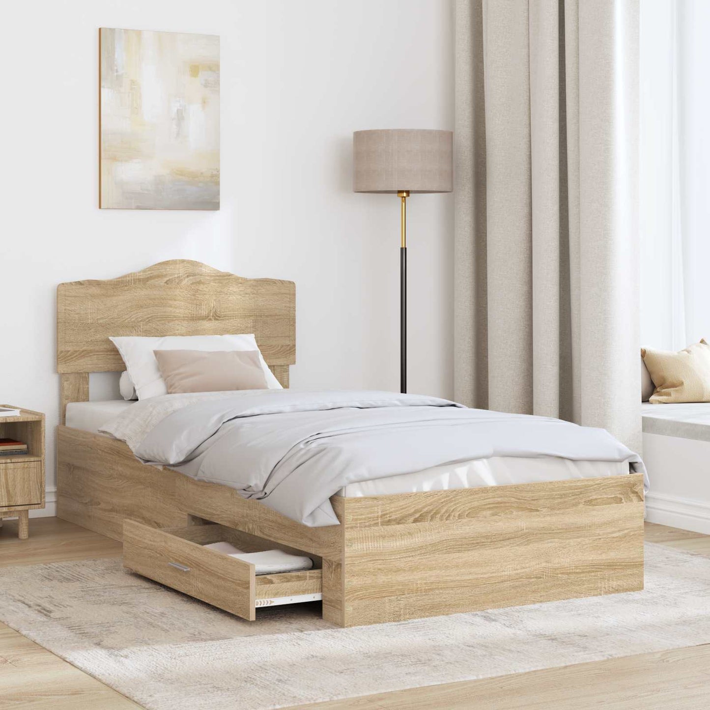 Struttura del letto con testiera Rovere Sonoma 100 x 200 cm