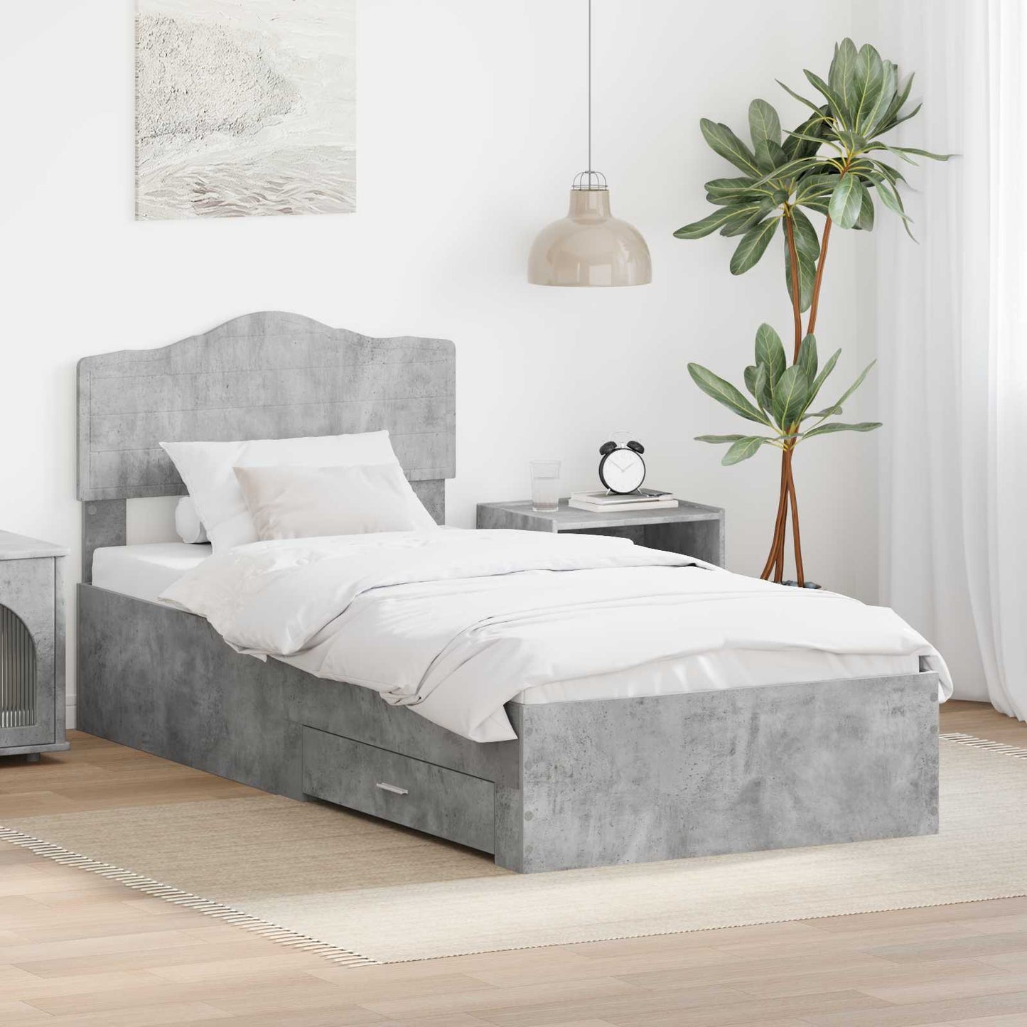 Struttura del letto con testiera Grigio cemento 100 x 200 cm