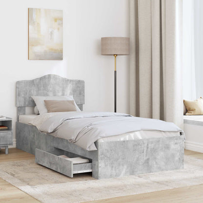 Struttura del letto con testiera Grigio cemento 100 x 200 cm