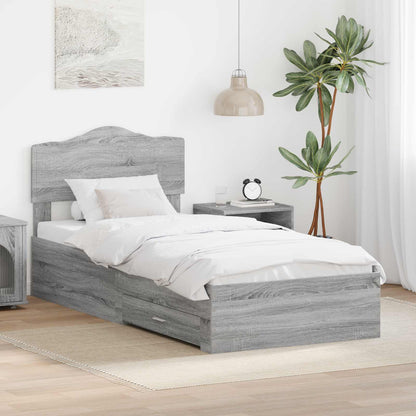 Struttura del letto con testiera Grigio Sonoma 100 x 200 cm