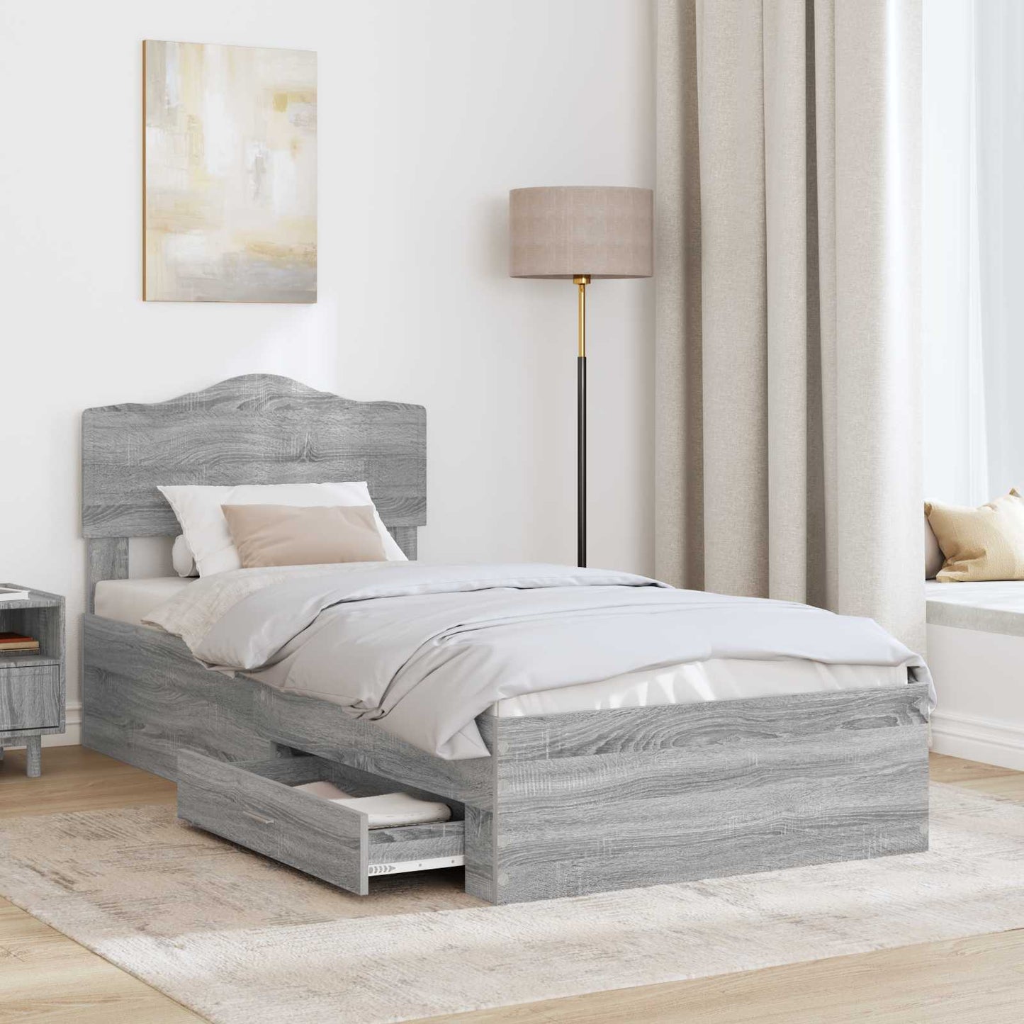 Struttura del letto con testiera Grigio Sonoma 100 x 200 cm