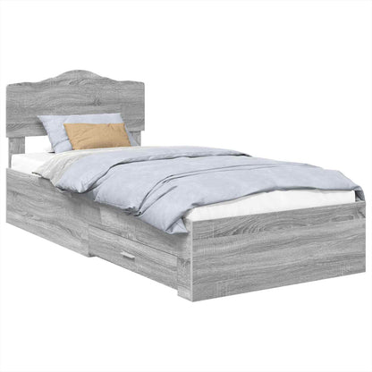 Struttura del letto con testiera Grigio Sonoma 100 x 200 cm
