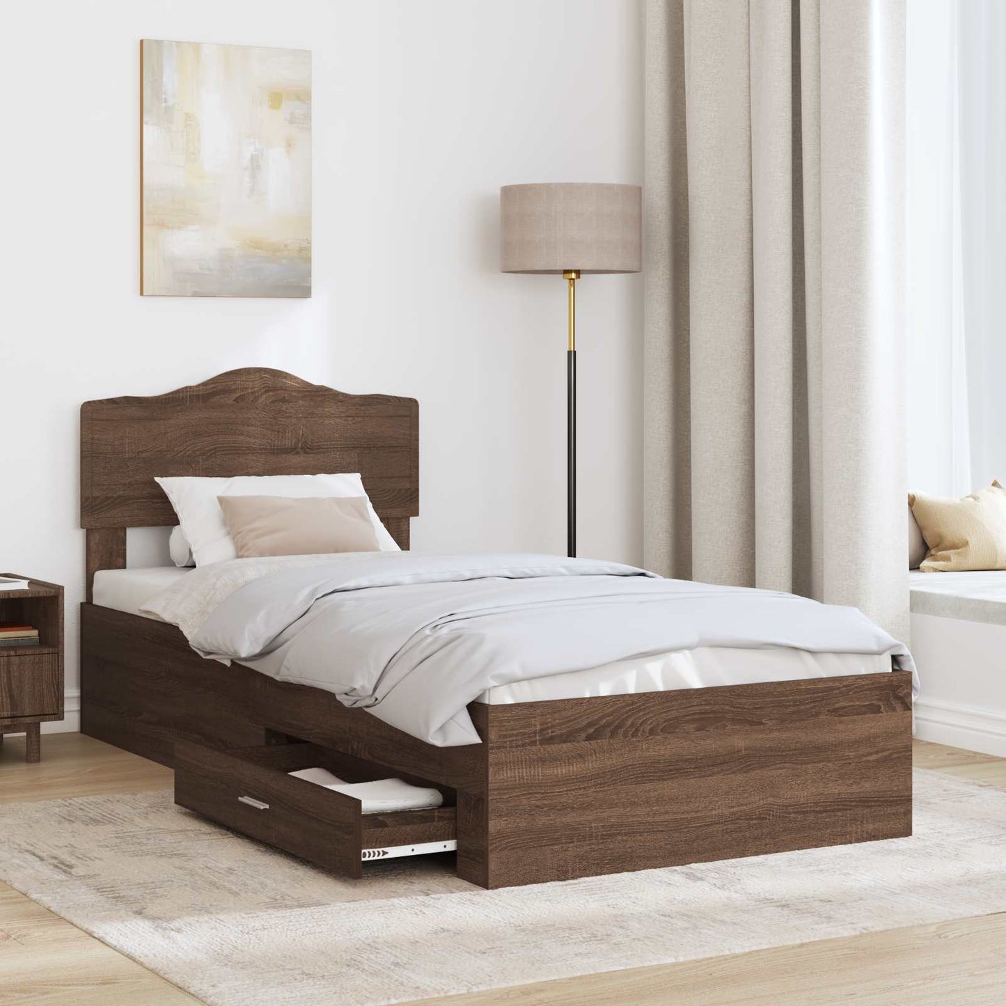 Struttura del letto con testiera Rovere Marrone 100 x 200 cm