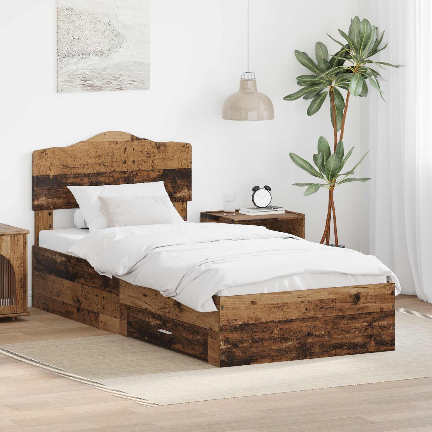 Struttura del letto con testiera Legno vecchio 100 x 200 cm