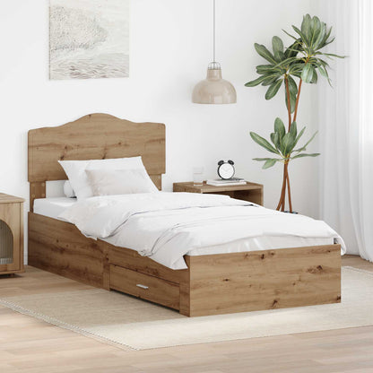 Struttura del letto con testiera Rovere artigianale 90 x 190 cm