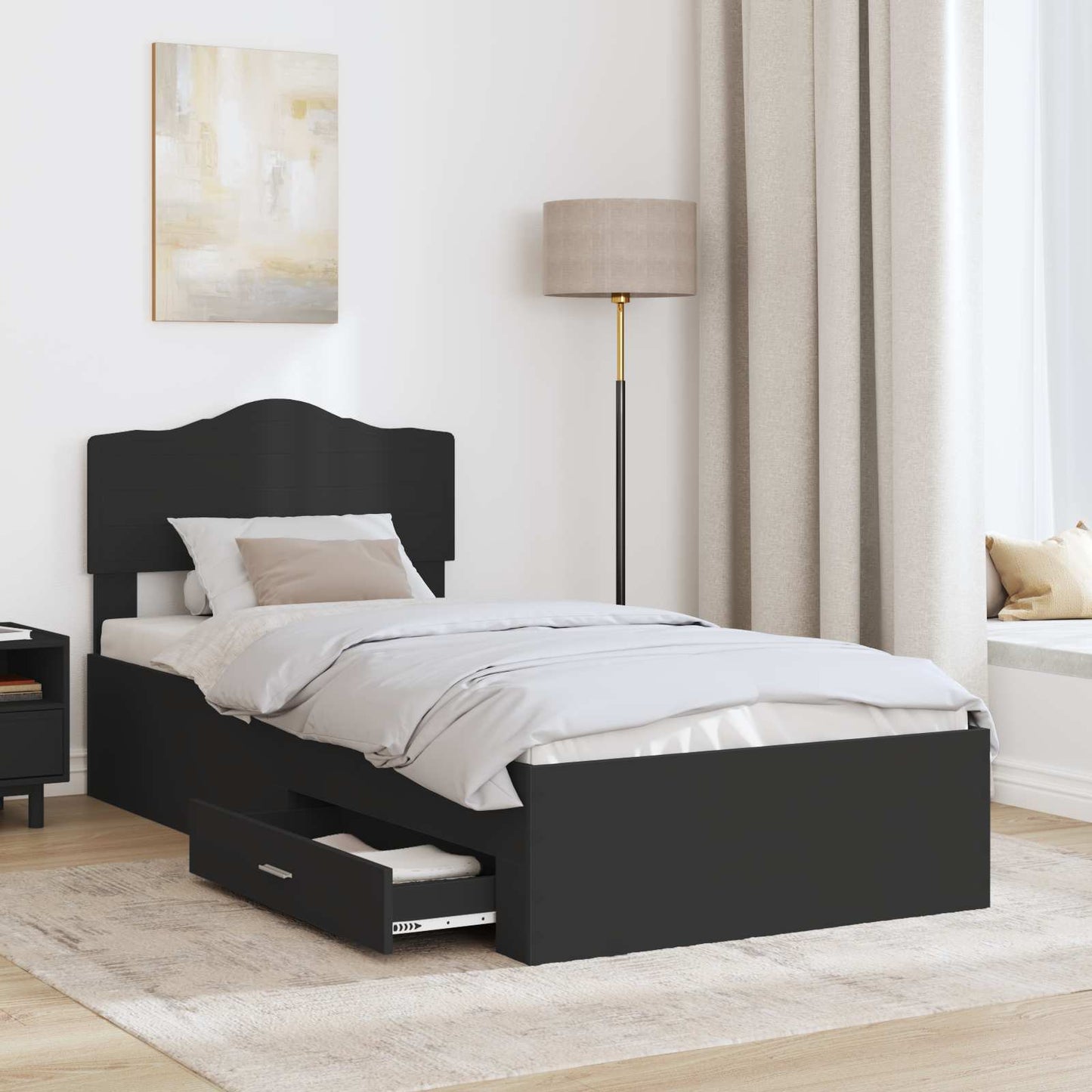 Struttura del letto Nero 70 x 190 cm Legno multistrato
