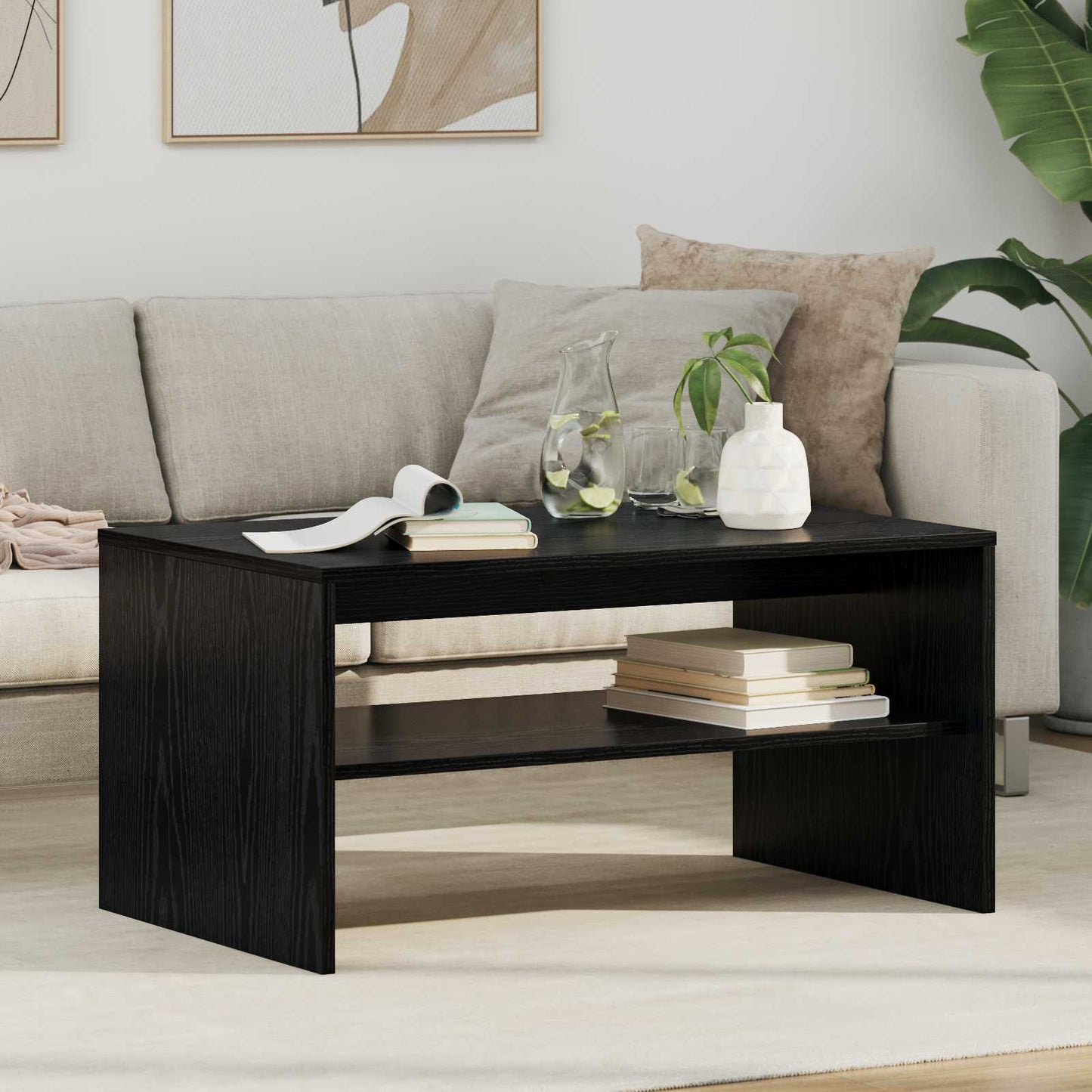 Tavolino da salotto Rovere Nero 80 x 50 x 40 cm