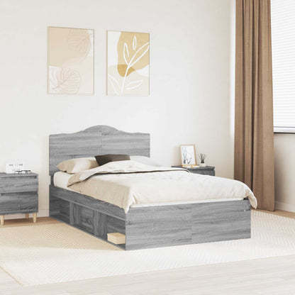 Struttura del letto Grigio Sonoma 135 x 190 cm Pino massello