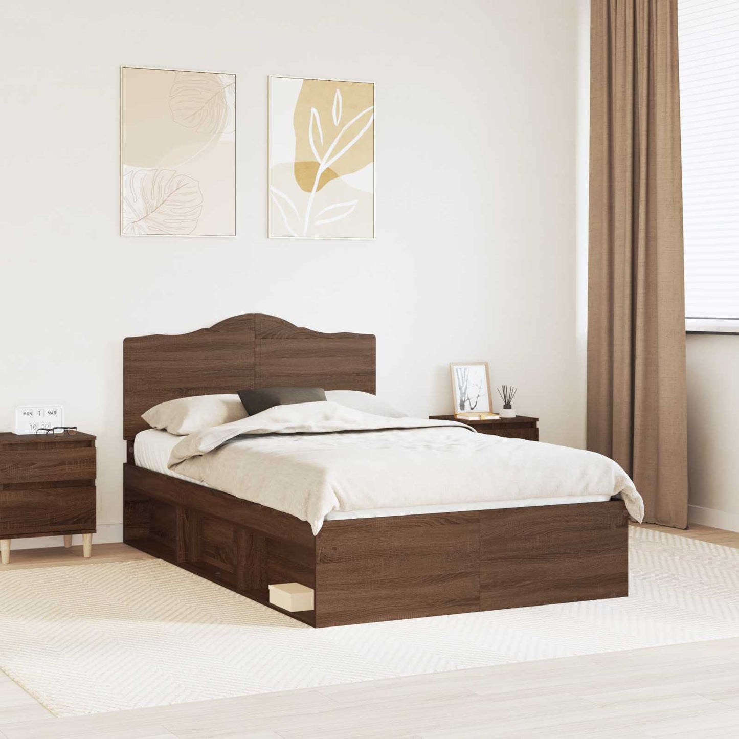 Struttura del letto Rovere Marrone 120 x 200 cm Pino massello