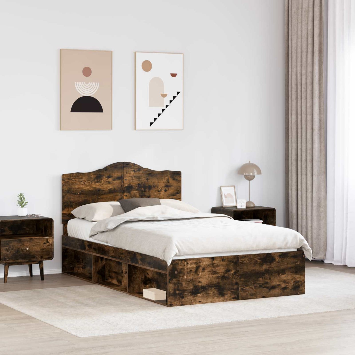 Struttura del letto Rovere fumÃƒÂ© 120 x 190 cm Pino massello