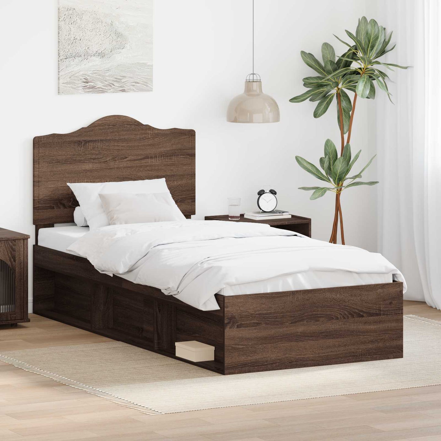 Struttura del letto Rovere Marrone 100 x 200 cm Pino massello