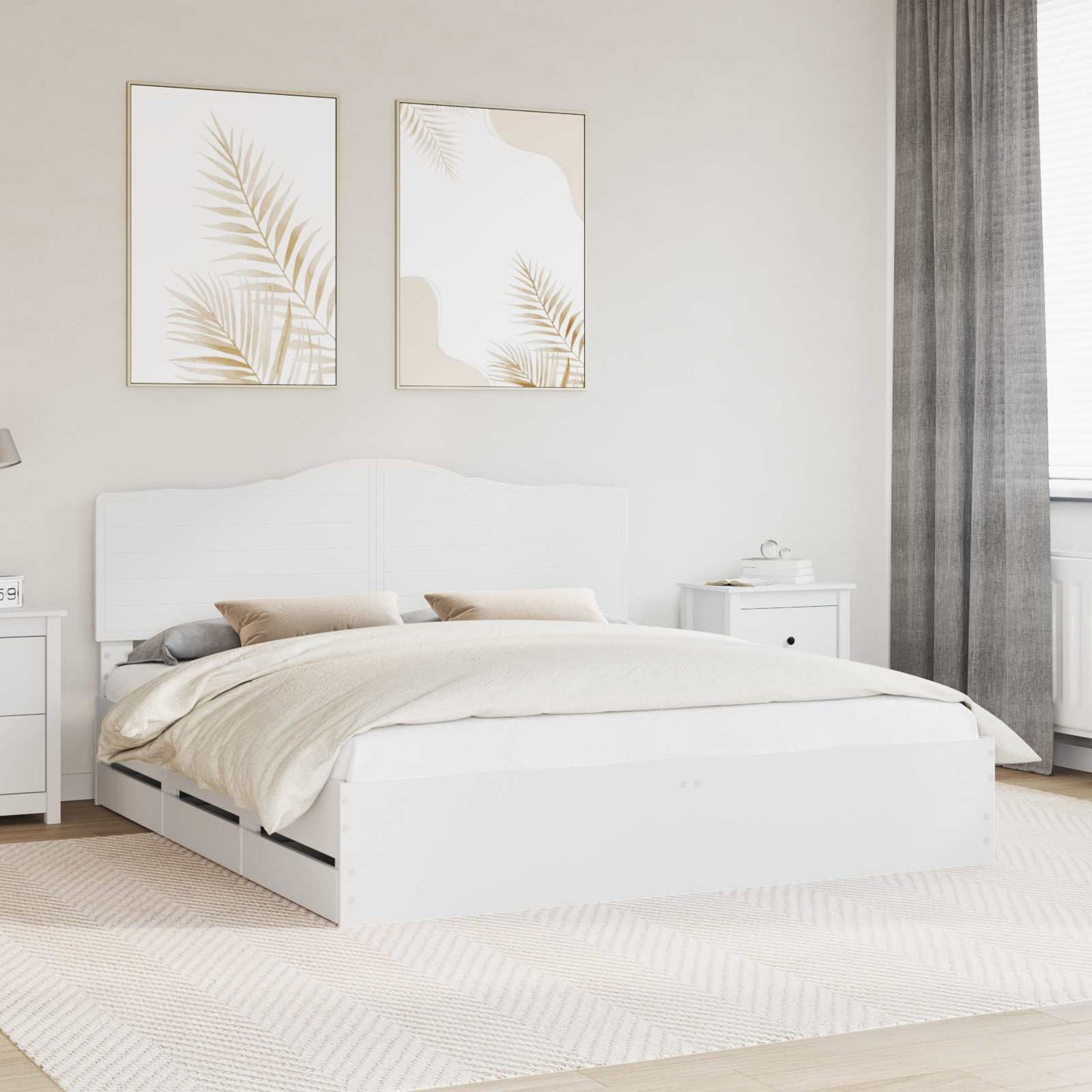 Struttura del letto Bianco 200 x 200 cm Legno Ingegnerizzato