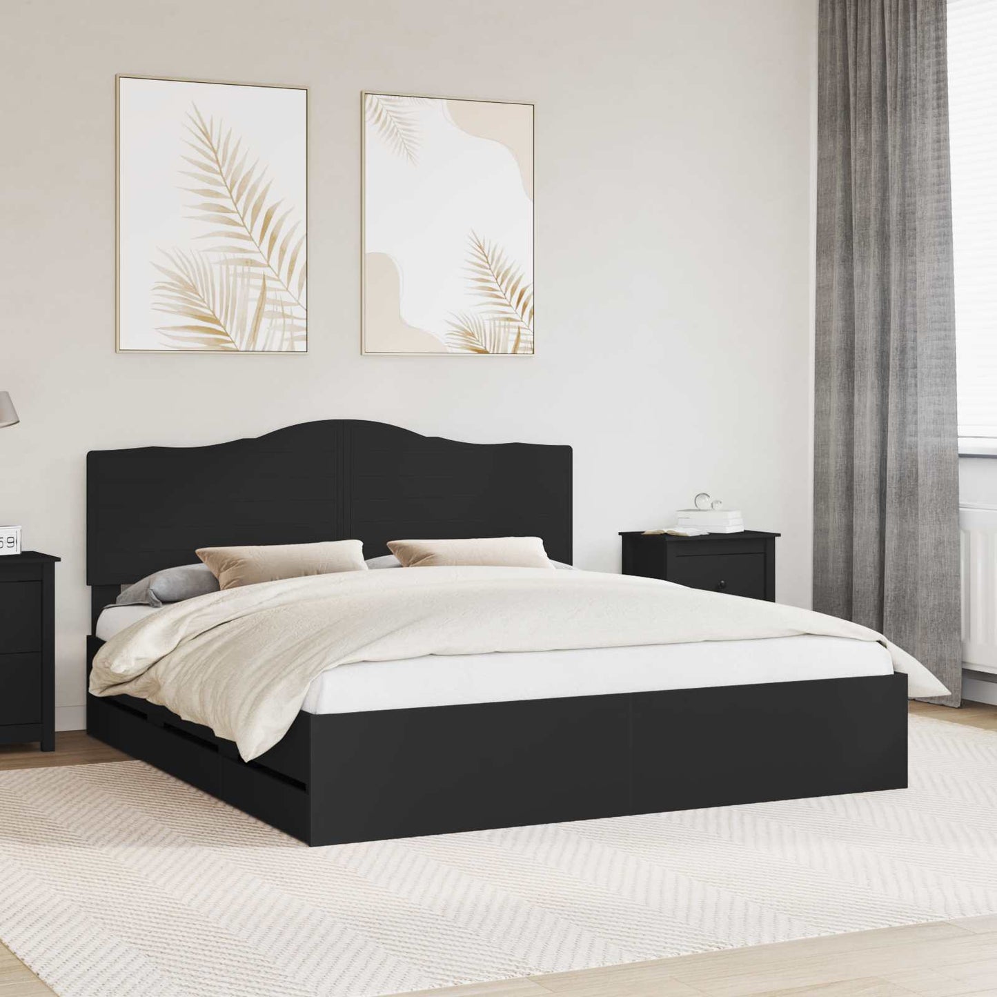 Struttura del letto Nero 200 x 200 cm Legno Ingegnerizzato