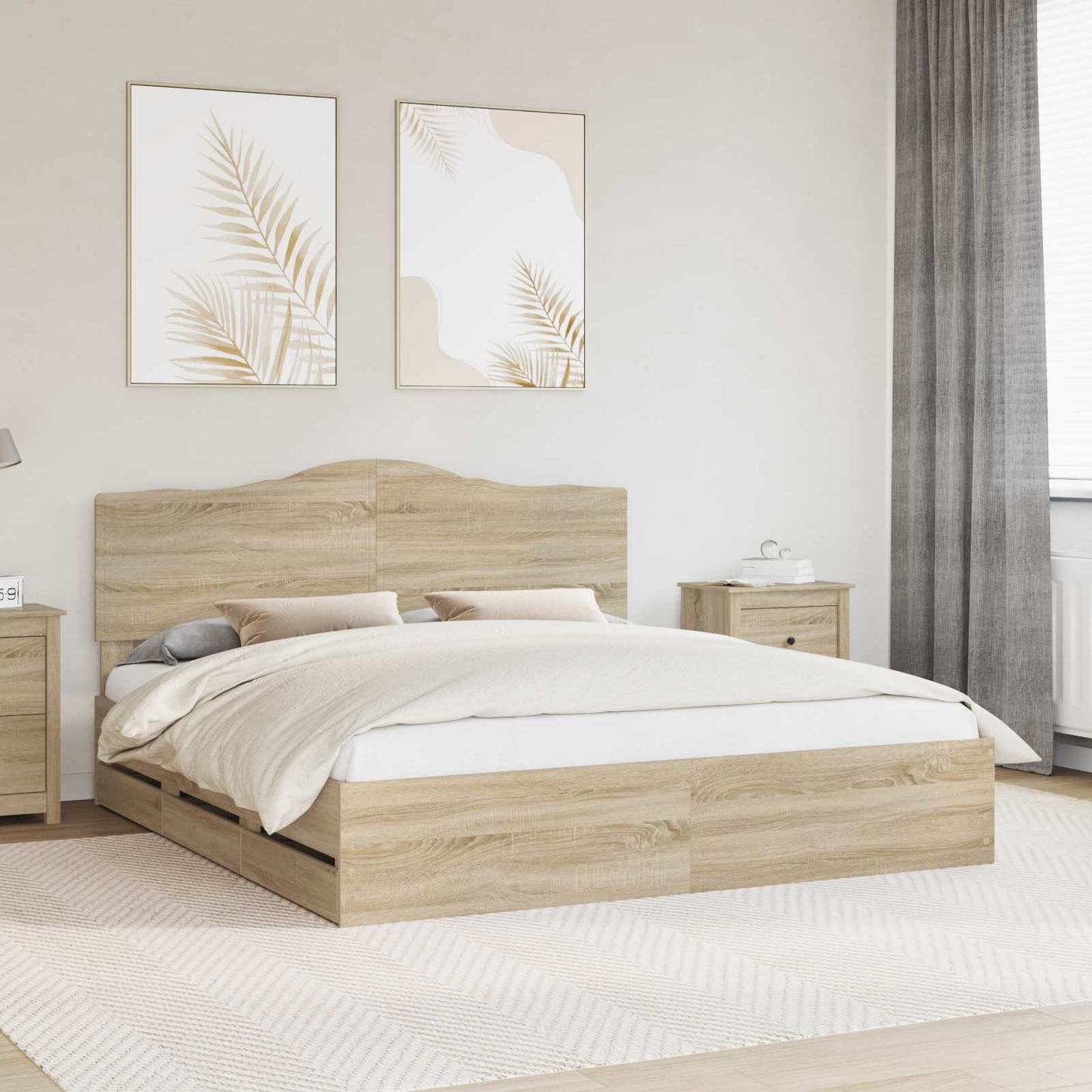 Struttura del letto con cassetto Rovere Sonoma 200 x 200 cm