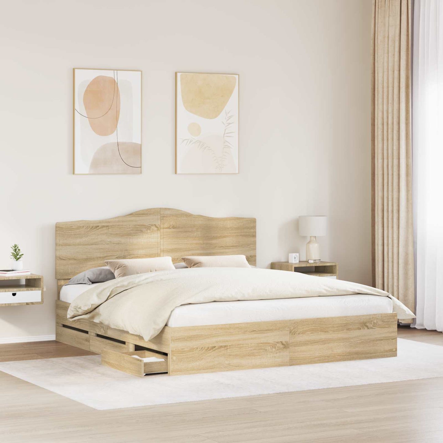 Struttura del letto con cassetto Rovere Sonoma 200 x 200 cm