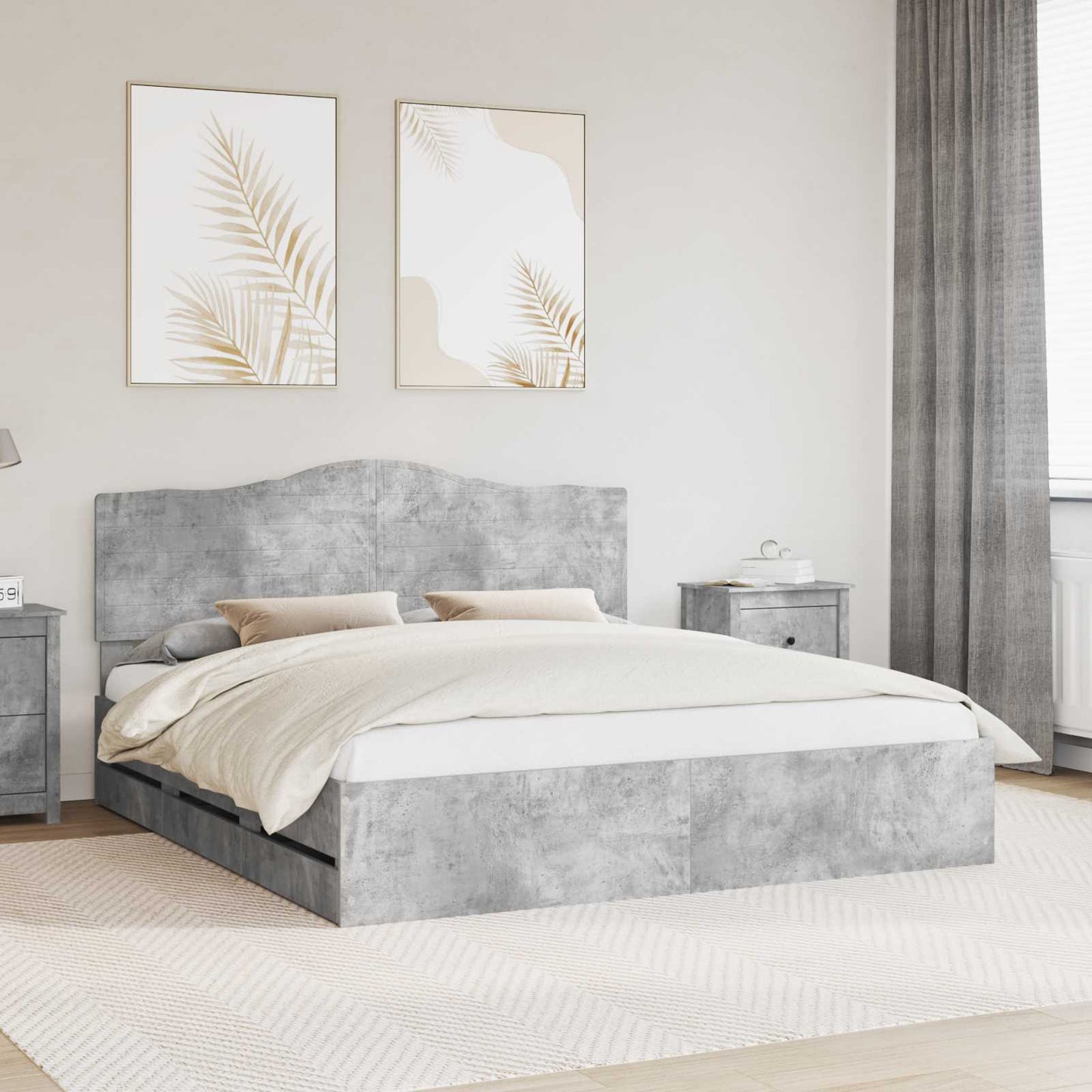 Struttura del letto con cassetto Grigio cemento 200 x 200 cm