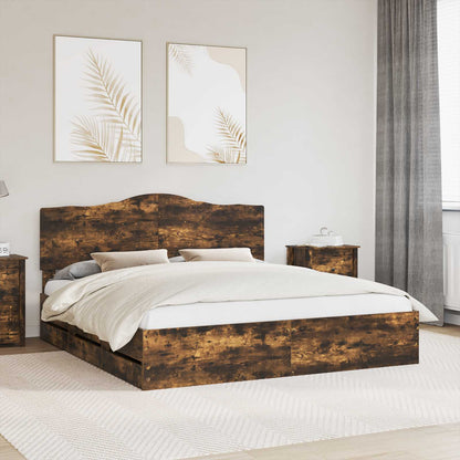 Struttura del letto con cassetto Rovere fumÃ© 200 x 200 cm