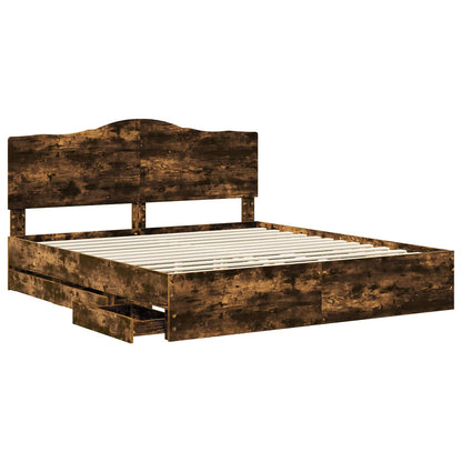 Struttura del letto con cassetto Rovere fumÃ© 200 x 200 cm