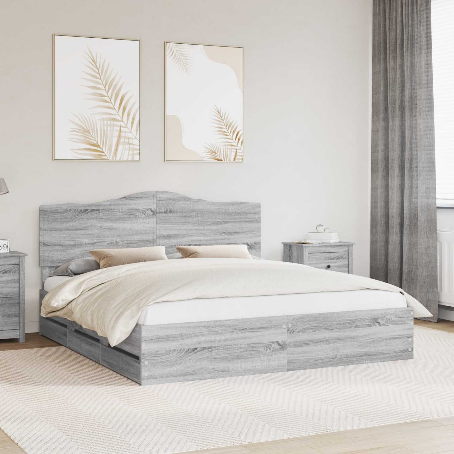 Struttura del letto con cassetto Grigio Sonoma 200 x 200 cm