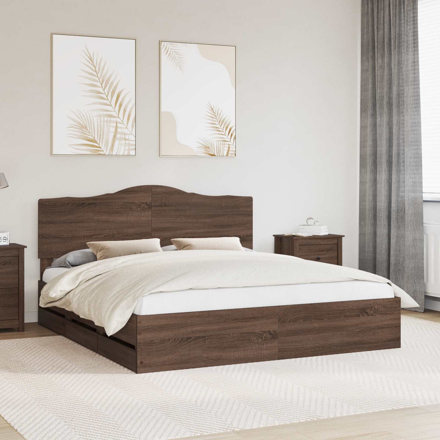 Struttura del letto con cassetto Rovere Marrone 200 x 200 cm