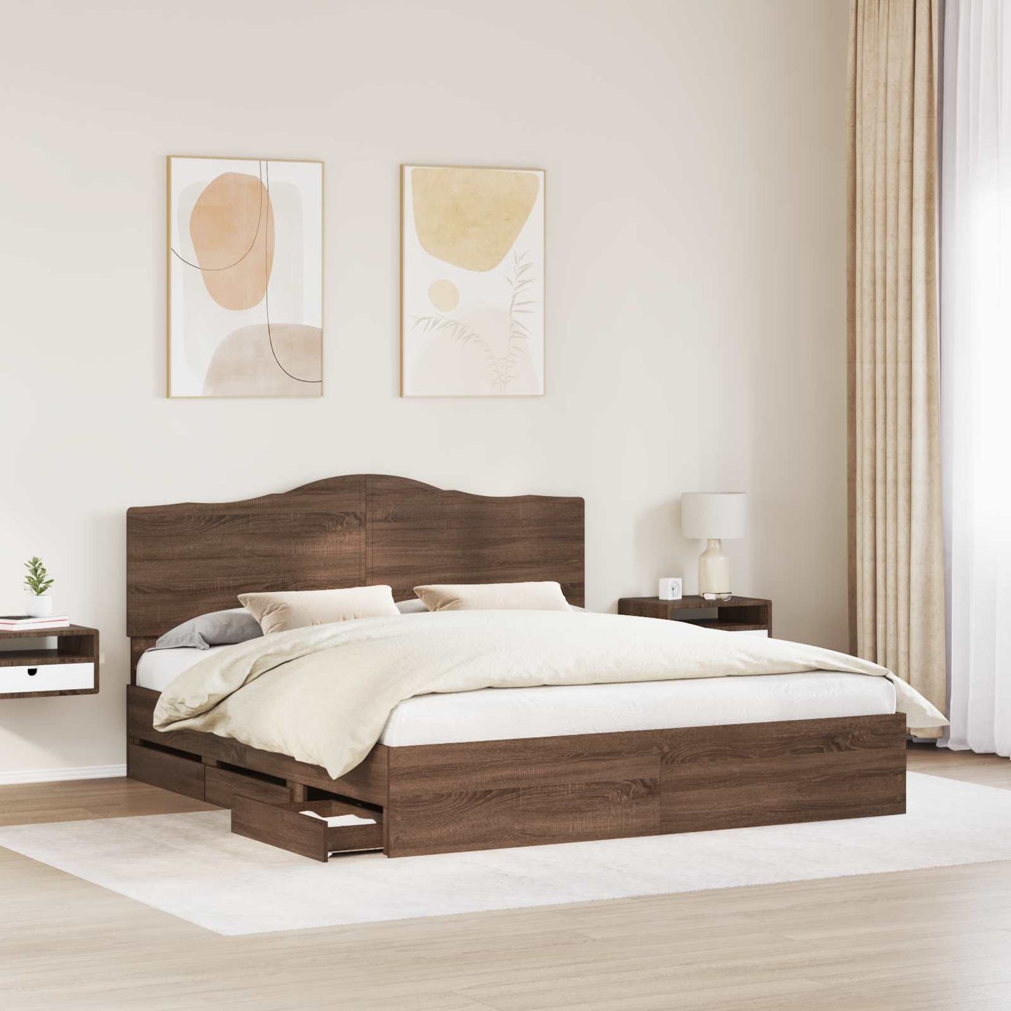 Struttura del letto con cassetto Rovere Marrone 200 x 200 cm