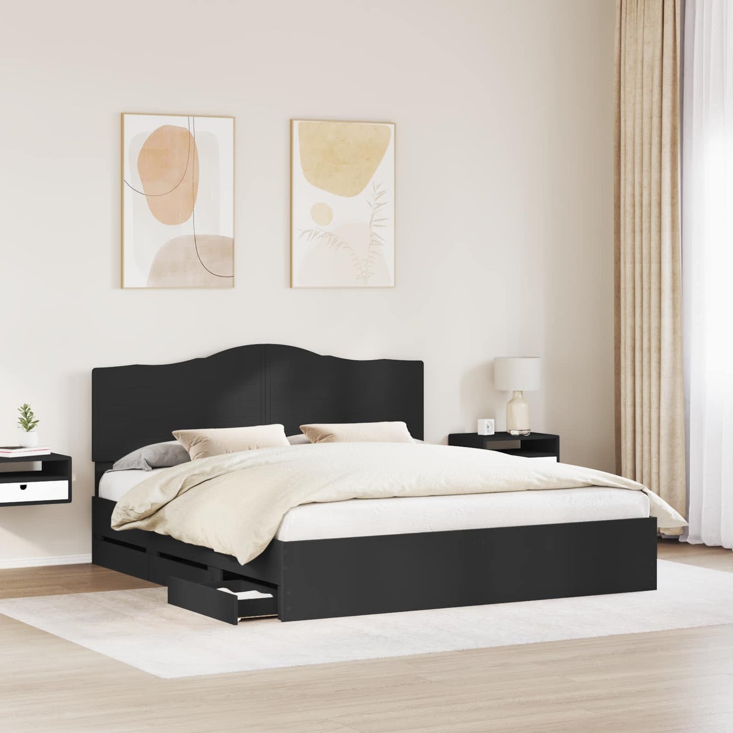 Struttura del letto Nero 180 x 200 cm Legno Ingegnerizzato