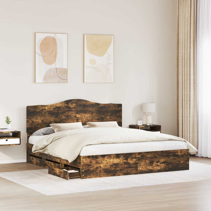 Struttura del letto con cassetto Rovere fumÃ© 180 x 200 cm