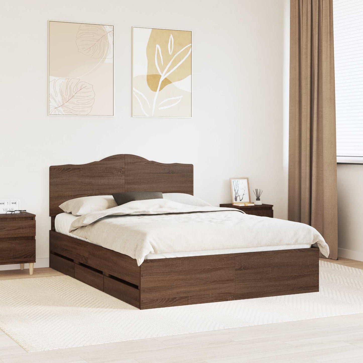 Struttura del letto con cassetto Rovere Marrone 150 x 200 cm